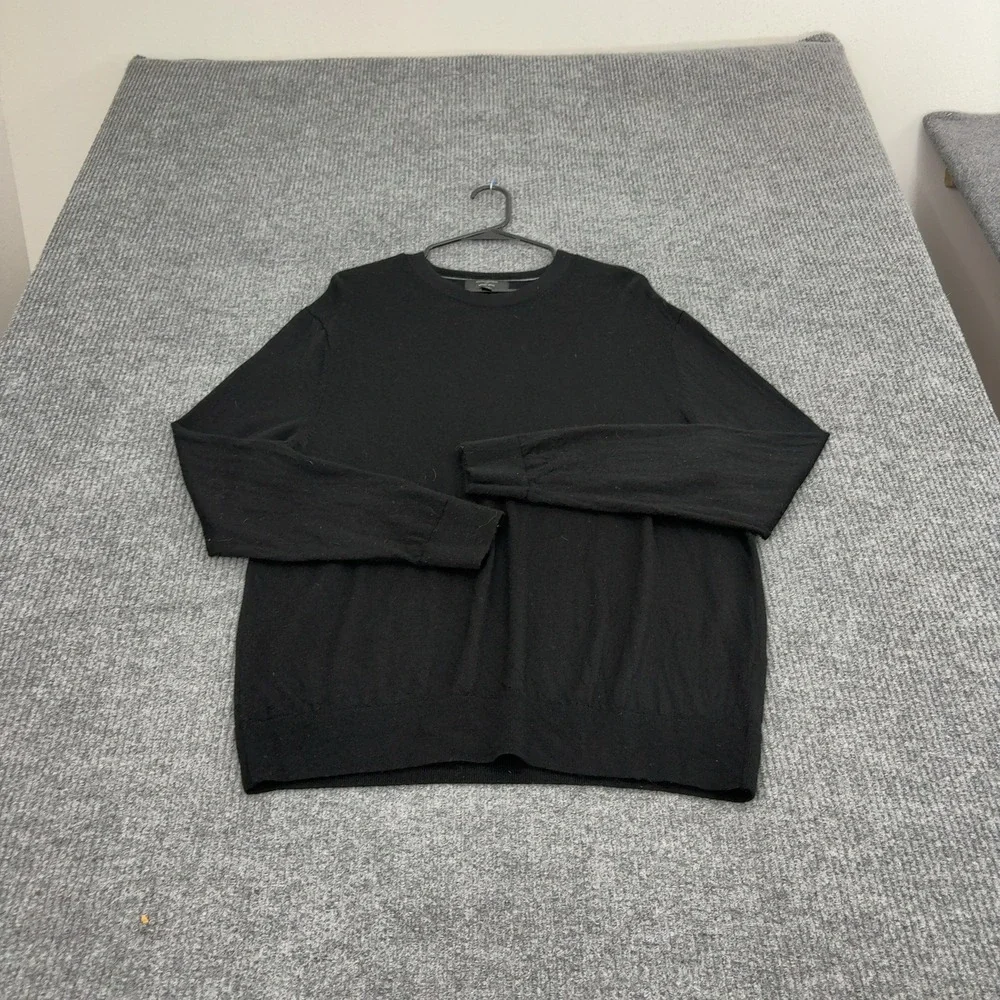 Banana Republic Sweater Mens XL Black Merino Wool Crewneck Classic Minimalist